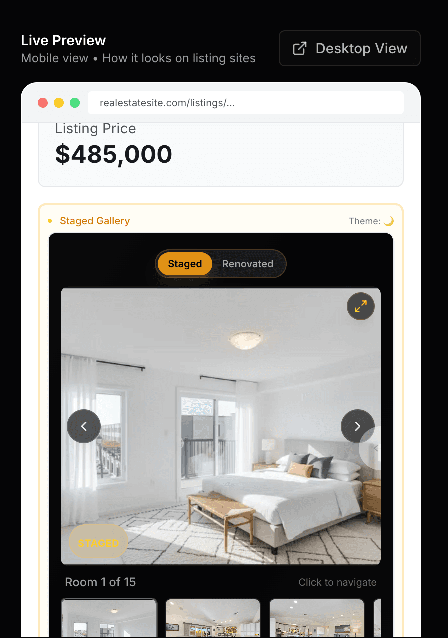 Mobile widget preview