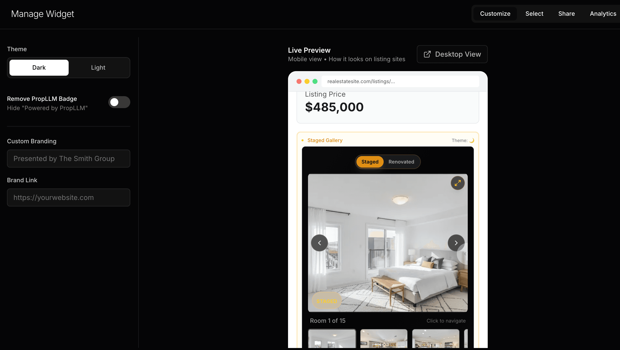 Widget embed with analytics